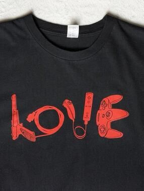 TeeFury "LOVEtendo" Nintendo Gaming Graphic T-Shirt - Black - Size Large